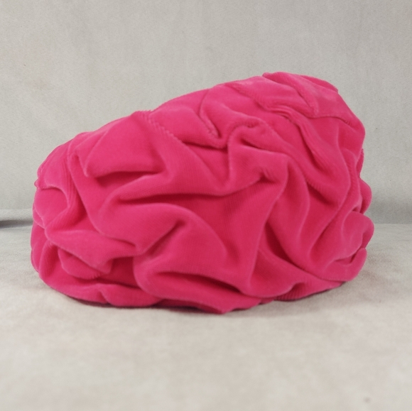 Accessories - Vintage Ruffled bright pink slanted pillbox hat